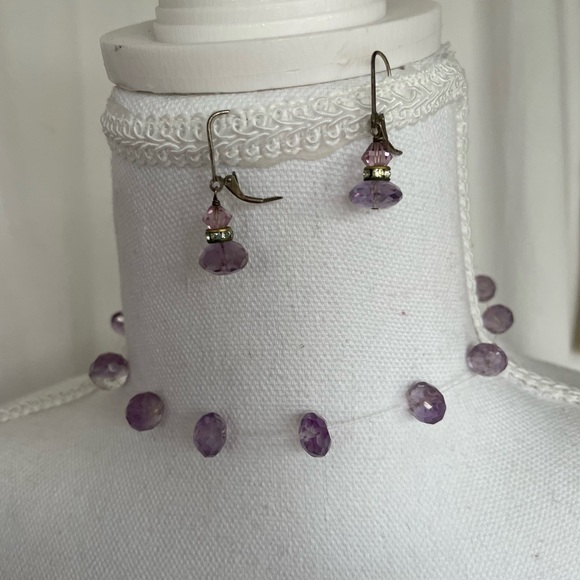 Amethyst and 925 Necklace + Earring - Picture 1 of 5